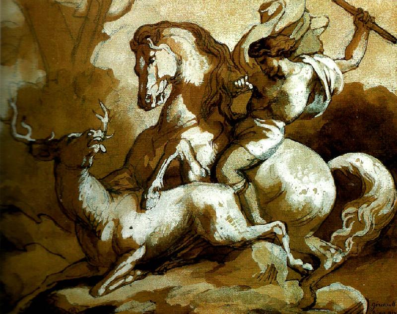 Theodore   Gericault la chasse au cerf oil painting picture